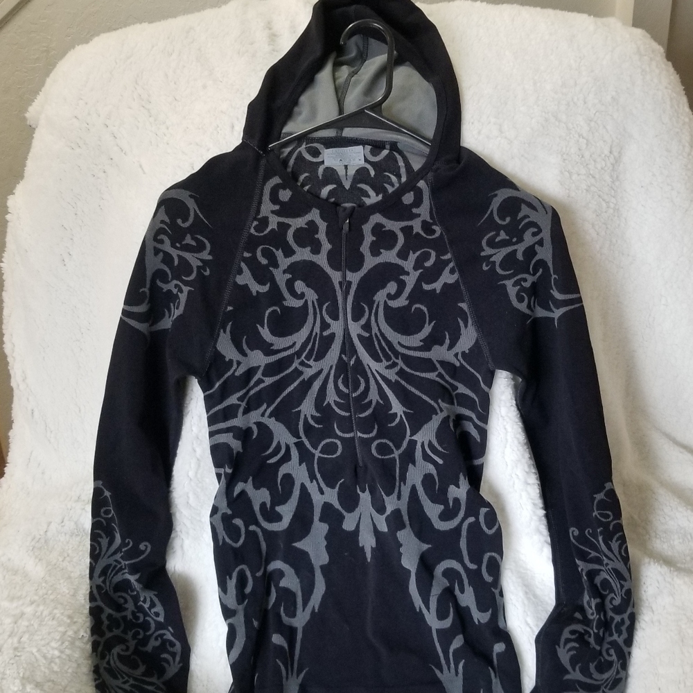 Athleta Half Zip Hoodie Long Sleeve Top Medium Runs small Black Gray